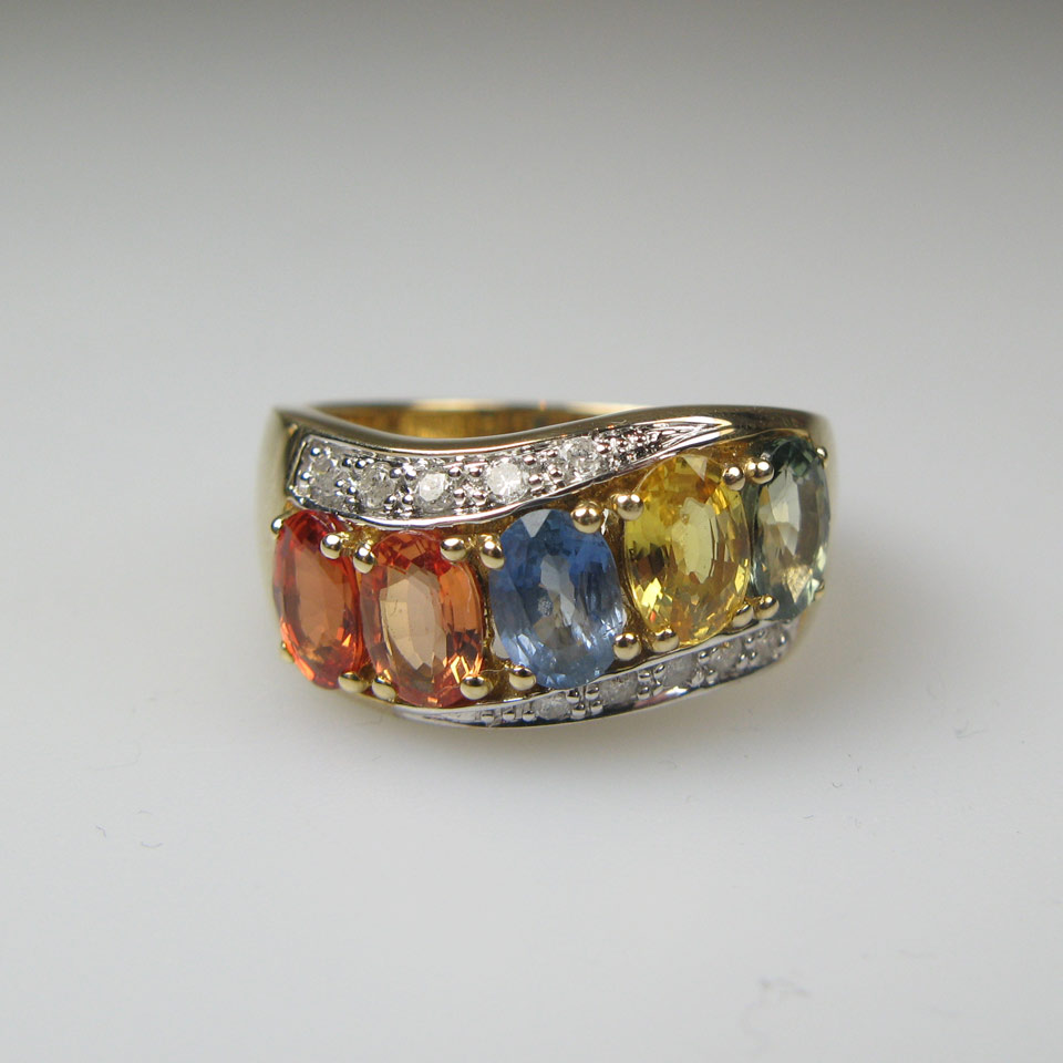 Appraisal: k Yellow Gold Ring set with oval cut various coloured