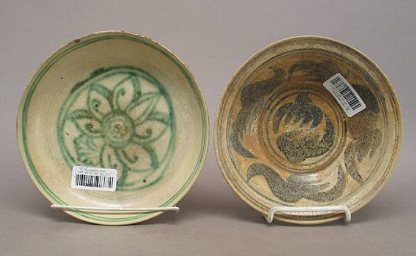 Appraisal: Two Southeast Asian glazed ceramic dishes th th Century The