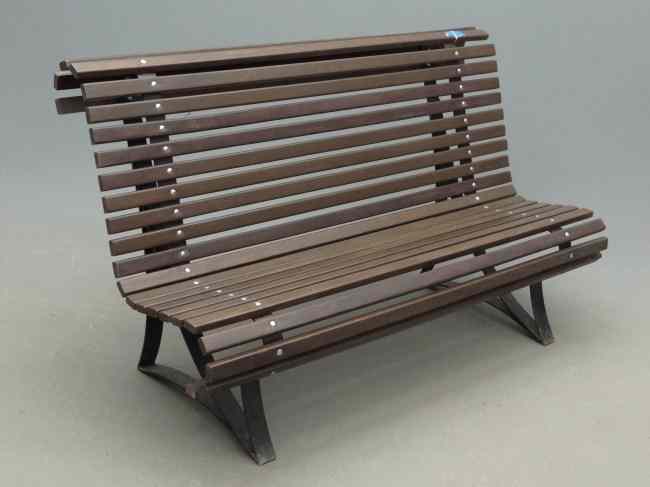 Appraisal: Slat bench with iron base '' W