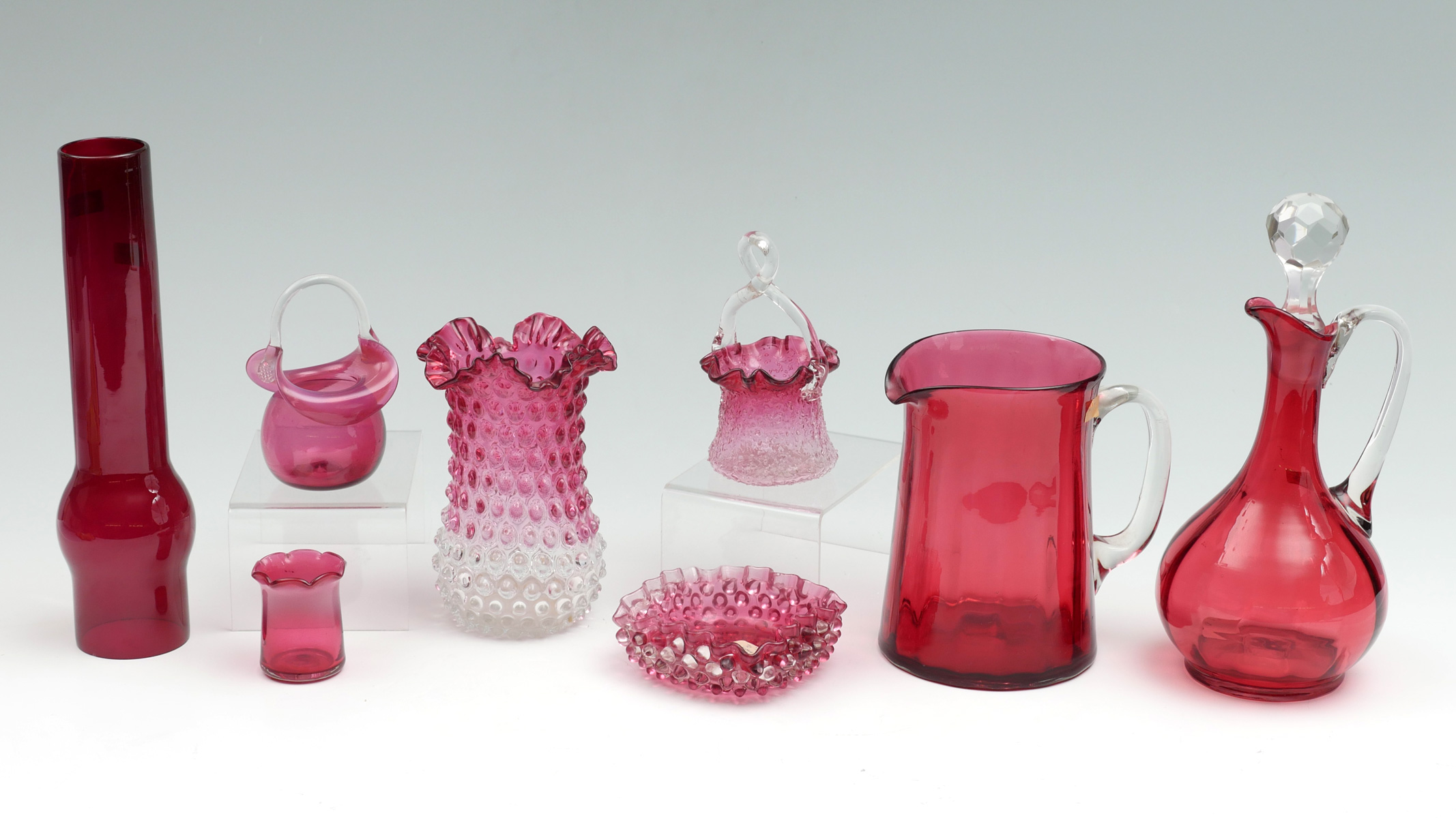 Appraisal: PIECE CRANBERRY GLASS COLLECTION Comprising - Toothpick holder with an