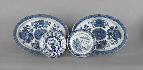 Appraisal: Two blue Fitzhugh style platters x together with two blue