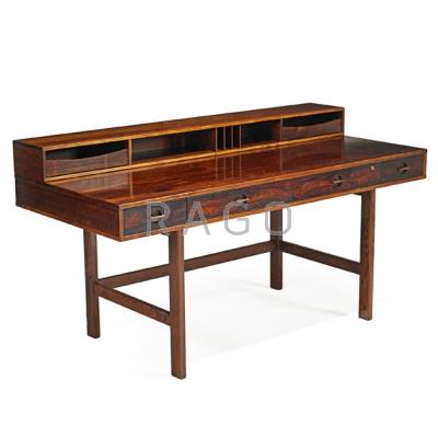 Appraisal: LOVIG Flip-top partner s desk Denmark Rosewood brass Branded and