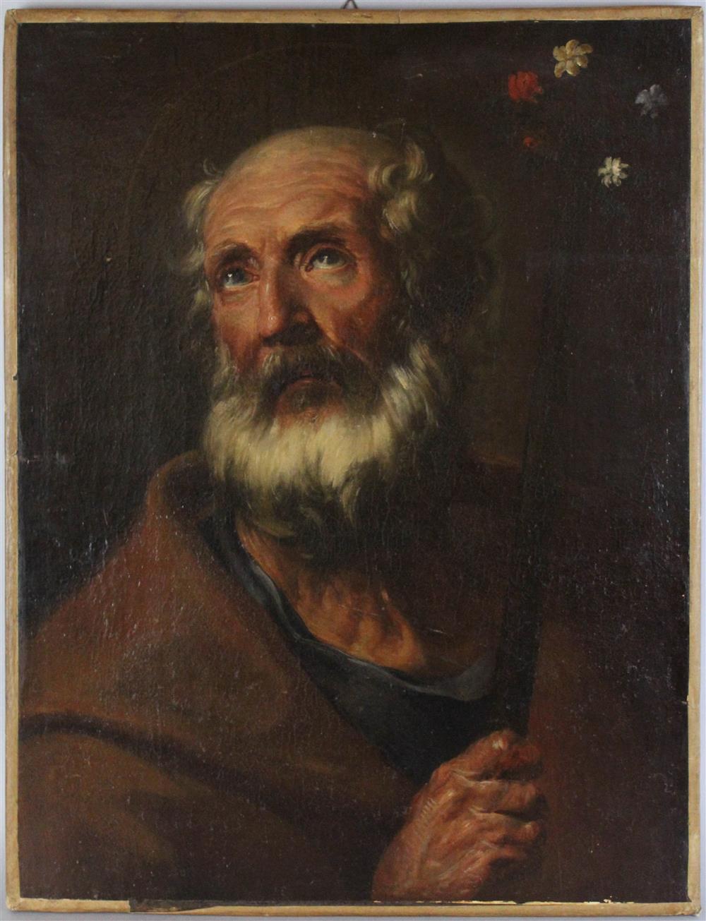 Appraisal: ITALIAN SCHOOL TH CENTURY SAINT JOSEPH WITH FLOWERING STAFF Oil