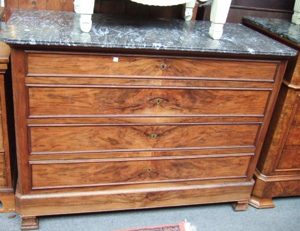 Appraisal: A mid th century walnut commode the veined grey marble