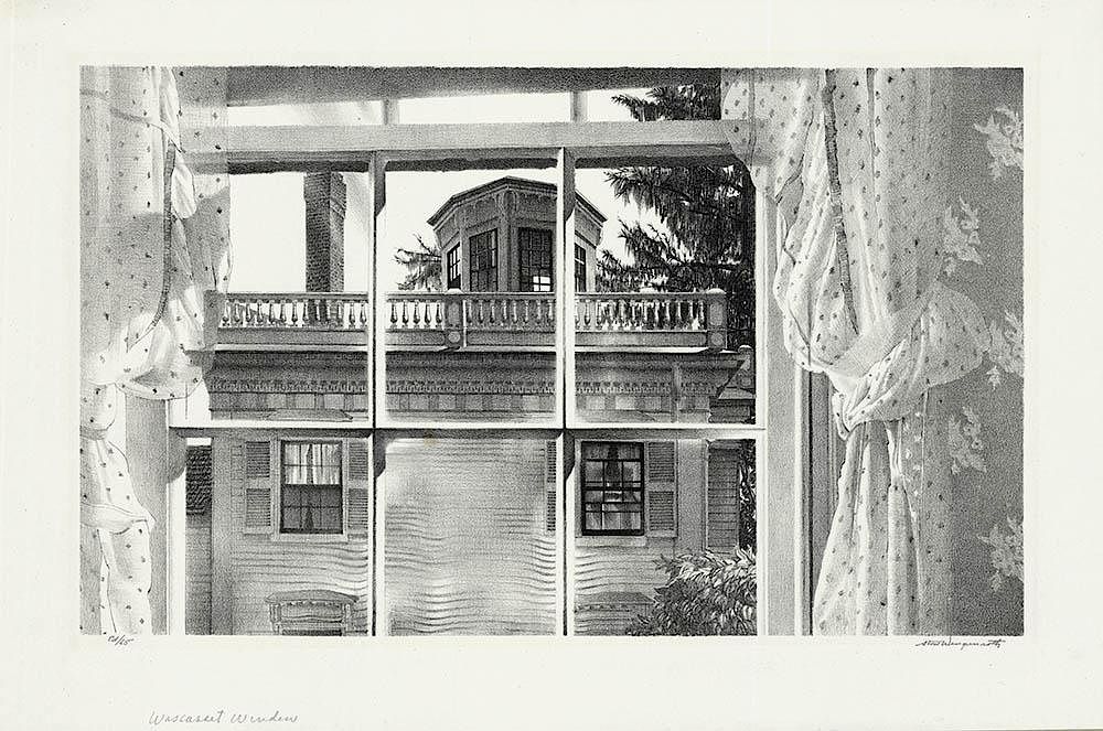 Appraisal: Original Wengenroth Lithograph - Window in Wiscasset Window in Wiscasset