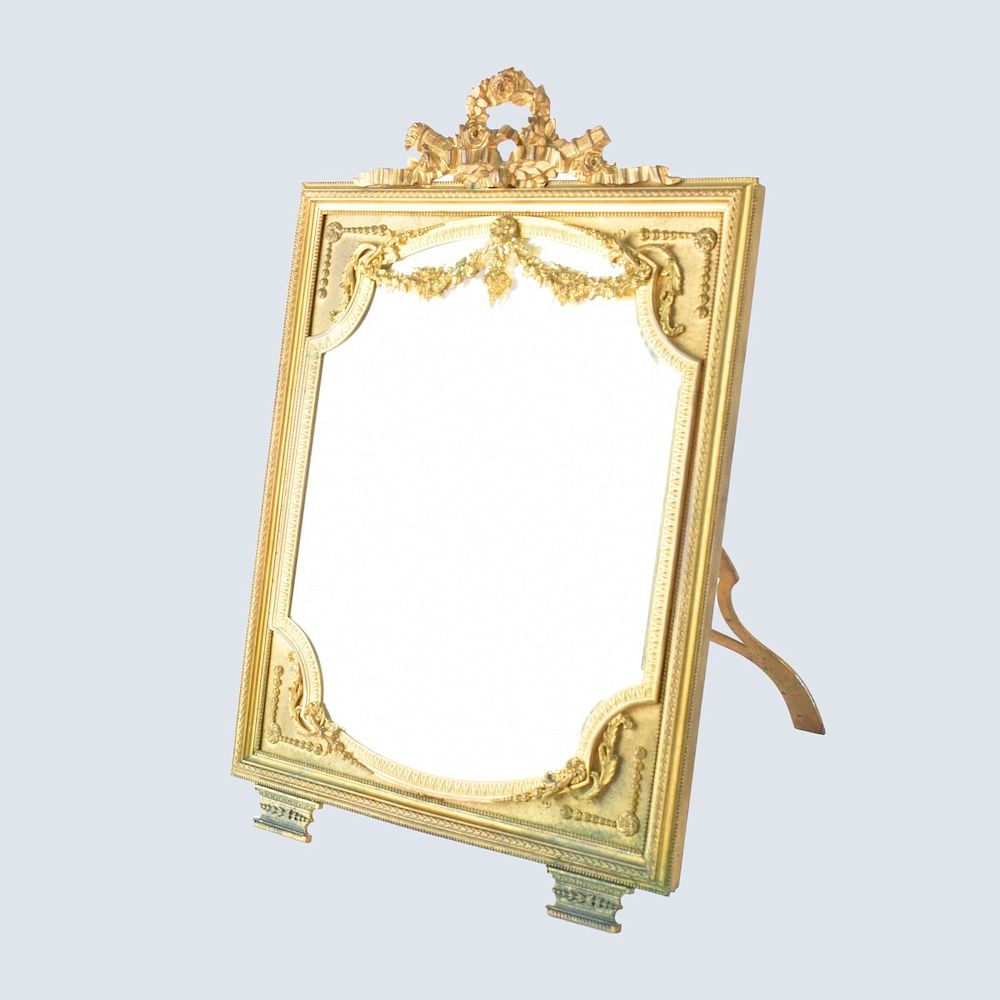 Appraisal: French Gilt Bronze Mirror Antique French Gilt Bronze Frame With