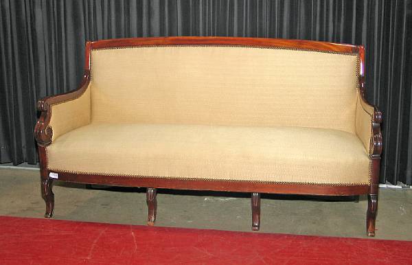 Appraisal: An Empire style mahogany settee height in width ft in