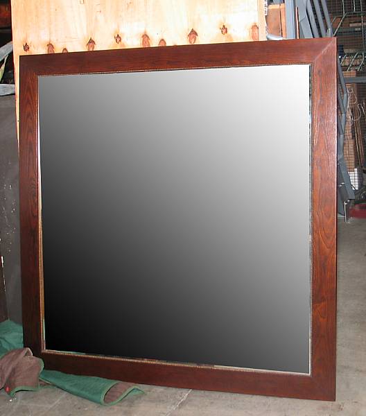 Appraisal: A Contemporary oak beveled glass mirror height ft in depth