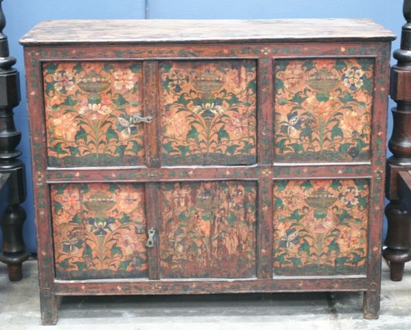 Appraisal: A th century Tibetan Monastery storage cabinet front of six