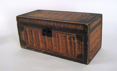 Appraisal: New England painted basswood lock box early th c retaining