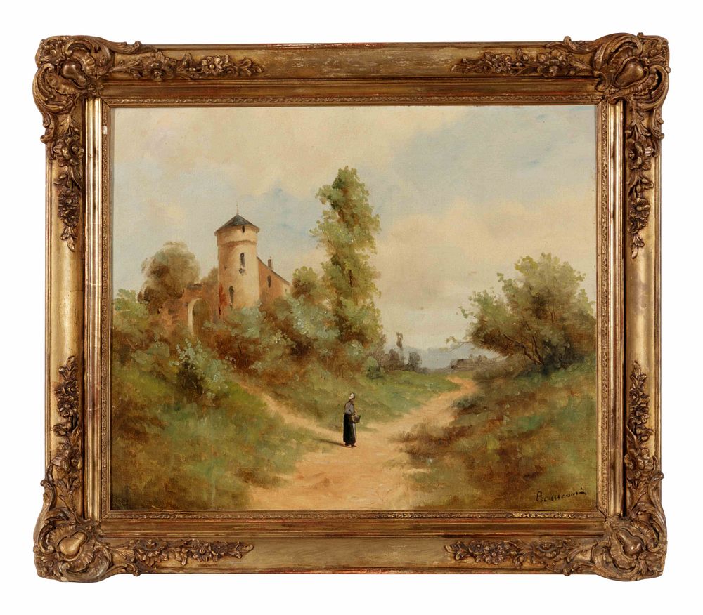 Appraisal: French School th Century French School th Century Bucolic Landscape