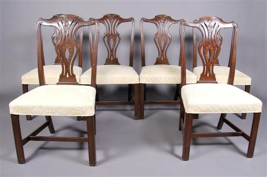 Appraisal: A Group of Six Carved Mahogany Side Chairs Height inches