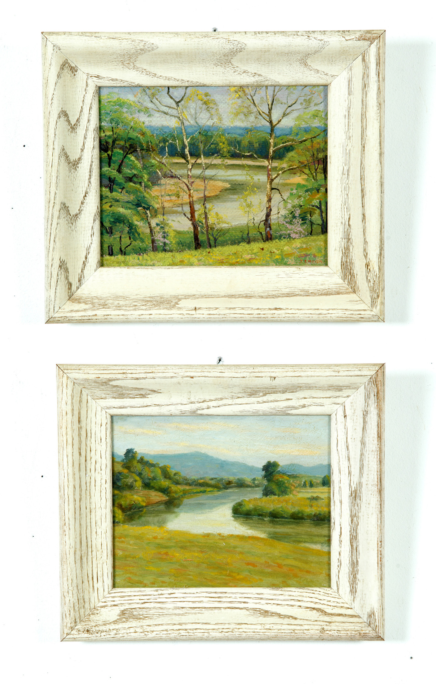 Appraisal: TWO LANDSCAPES BY JACOB ROYER OHIO BORN Oils on board