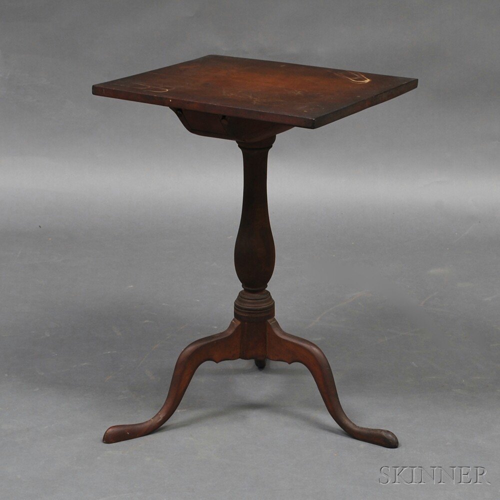 Appraisal: Queen Anne Cherry One-drawer Candlestand the rectangular top with single