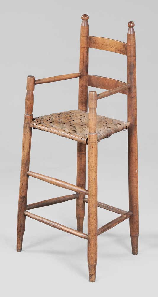 Appraisal: Ladder-Back Child's Highchair American th century maple and other mixed