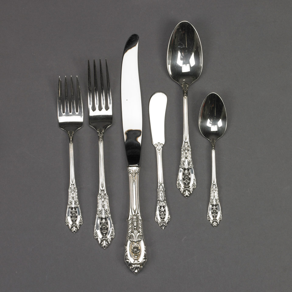 Appraisal: American Silver Rosepoint Flatware Service Wallace Silversmiths Wallingford Ct th