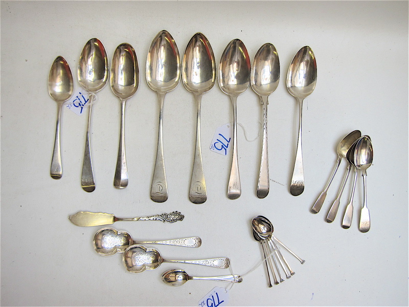 Appraisal: COLLECTION OF ENGLISH STERLING SILVER FLATWARE twenty-two pieces including large