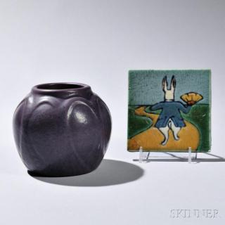 Appraisal: C Pardee Works Alice in Wonderland Tile and a Van