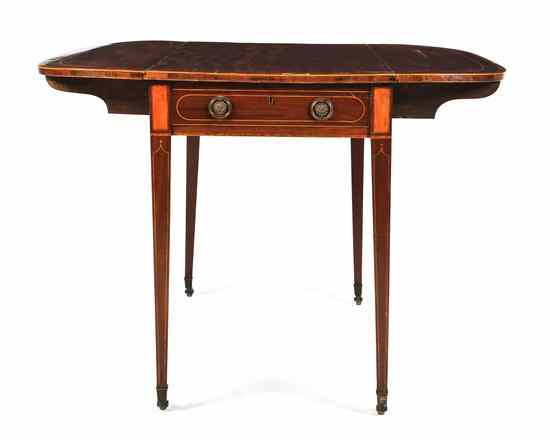 Appraisal: A George III Mahogany Drop Leaf Table the banded rectangular