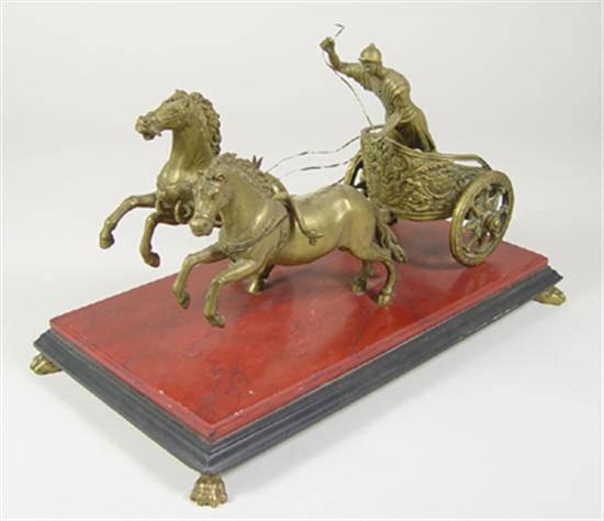 Appraisal: Brass Figure of Roman Chariot 's or 's Roman chariot