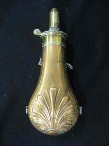 Appraisal: Powder Flask brass copper shell motif with measure '' x