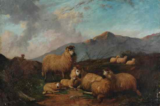 Appraisal: IRISH SCHOOL th century SHEEP AT REST oil on canvas