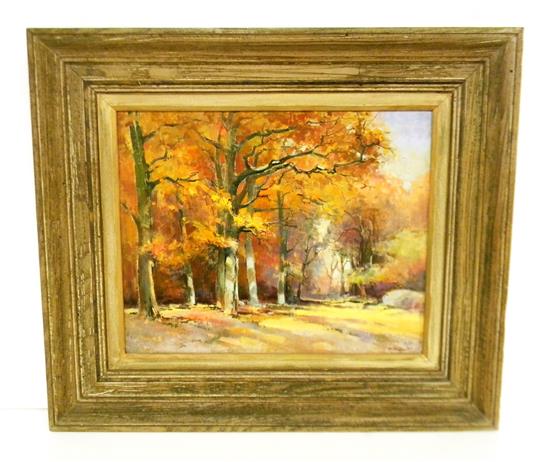 Appraisal: Maurice Rigault French th C oil on board fall landscape