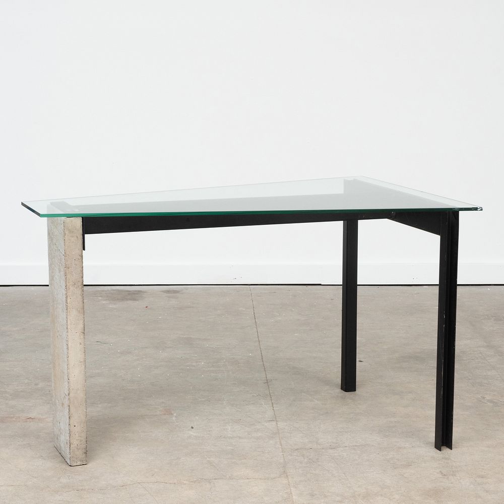 Appraisal: Jonas Bohlin Steel and Concrete 'Concrete' Desk Inset with glass