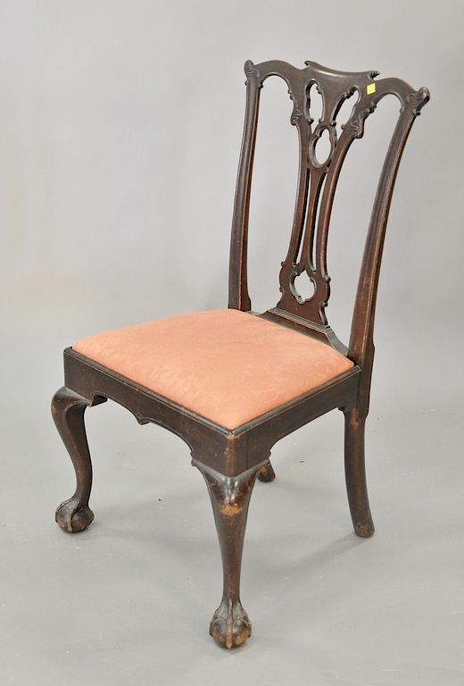 Appraisal: Margolis mahogany Chippendale style side chair with ball and claw