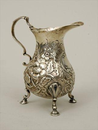 Appraisal: George II Silver Cream Pitcher with Repouss Decoration London or