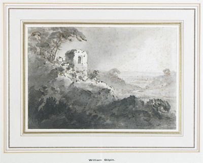 Appraisal: Rev William Gilpin - Landscape with ruined fort Pen ink