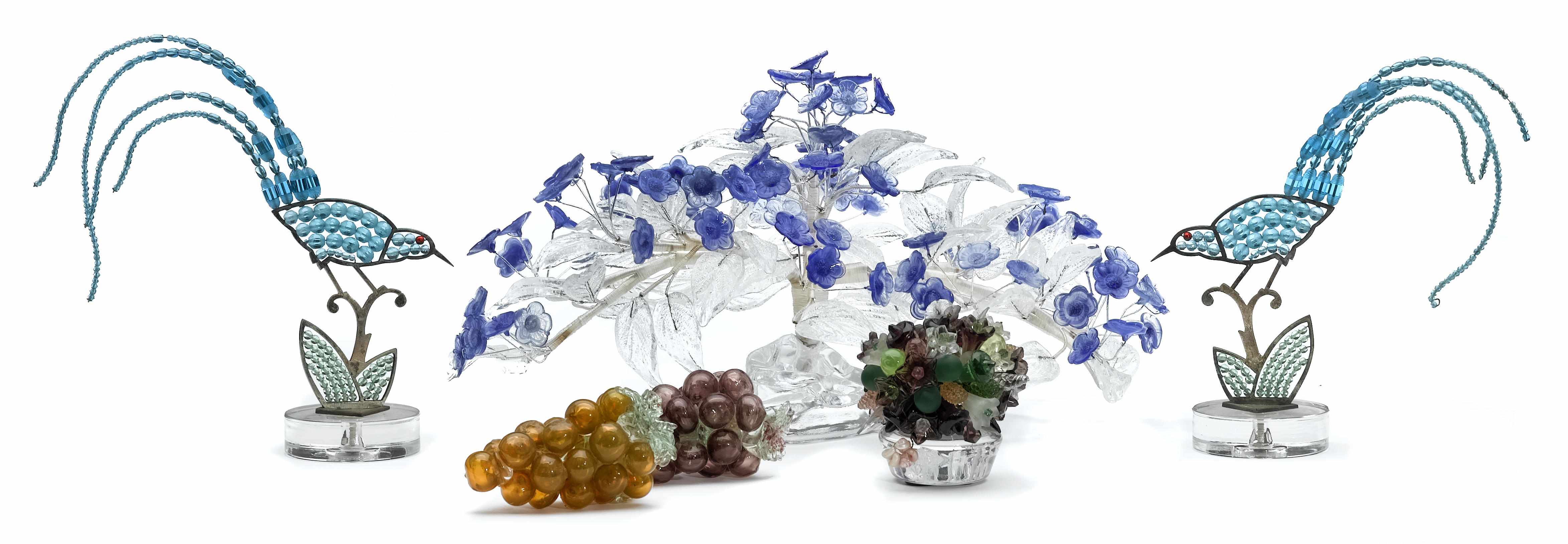 Appraisal: An assembled group of Italian colored glass table decorations mid