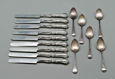 Appraisal: pieces silver flatware American coin silver fruit knives hollow handles