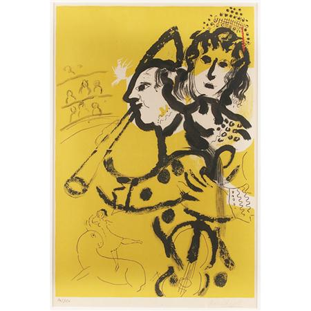 Appraisal: Marc Chagall CLOWN MUSICIEN Color lithograph Estimate -