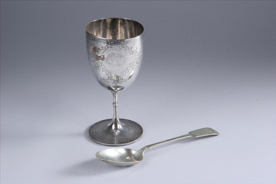 Appraisal: VICTORIAN SILVER GOBLET Goblet of typical form with chased and