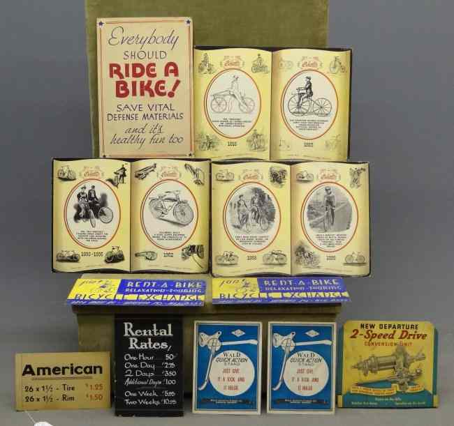 Appraisal: Large lot of American bicycle cardboard advertising including different ''Columbia