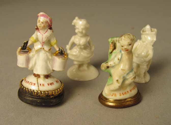 Appraisal: Group of four miniature French porcelain figures th century Comprising