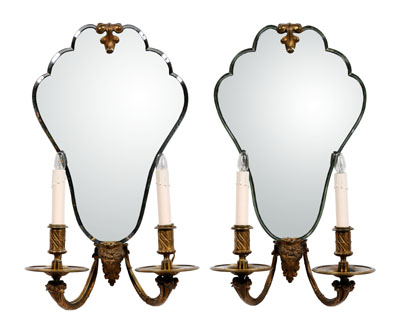 Appraisal: Pair Louis XVI style sconces gilt bronze beveled glass with