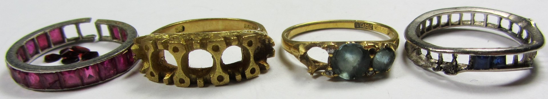 Appraisal: An ct gold five stone ring mount a gold and