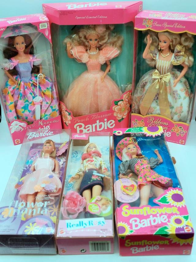 Appraisal: Barbie Dolls with Flower Themes Includes Special Limited Edition Peach