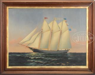 Appraisal: PORTRAIT OF THE SCHOONER J S INGRAHAM Unsigned oil on