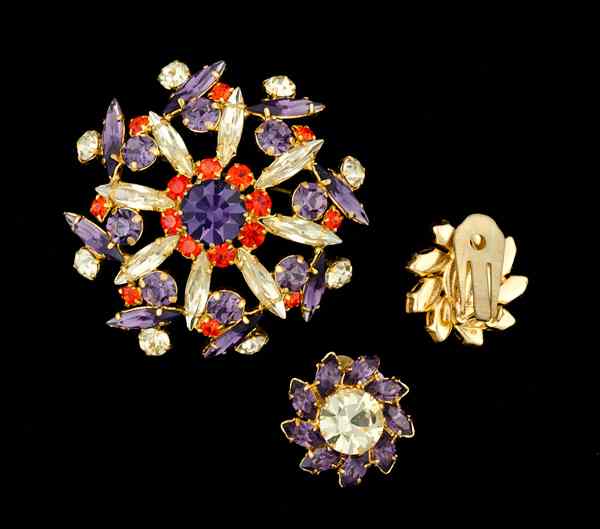 Appraisal: Austrian Suite of Costume Jewelry A suite of a brooch