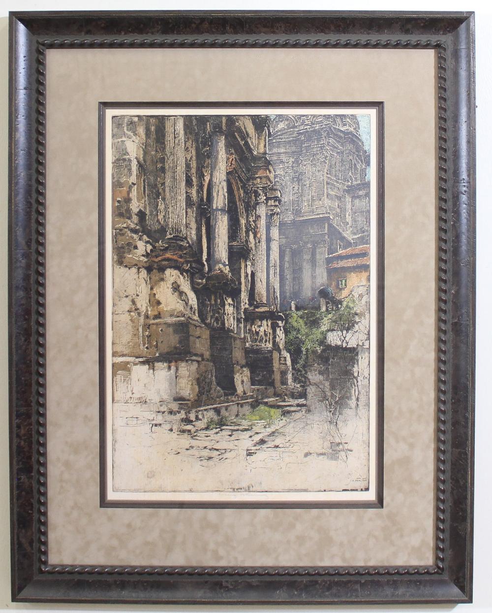 Appraisal: LUIGI KASIMIR Austria - etching and aquatint Rome Arch of