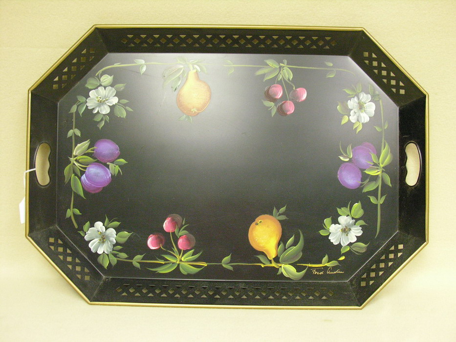 Appraisal: LARGE NASHCO N Y TOLE PAINTED TRAY Signed Fred Austin