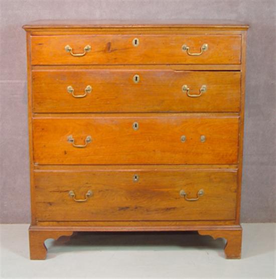 Appraisal: Walnut Four-Drawer Chest of Drawers Circa Straight bracket feet Molded