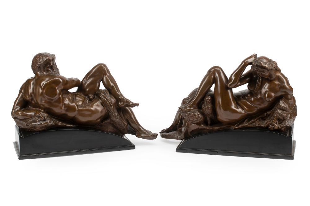 Appraisal: Pair of Patinated Bronze Figures of Night and Day after