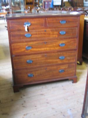 Appraisal: A MAHOGANY CHEST th century the banded top with reeded