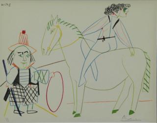 Appraisal: PICASSO Pablo After Color Lithograph Circu Rider II Pencil signed