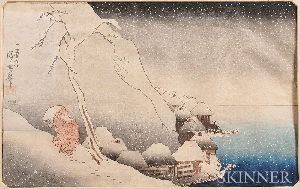 Appraisal: Utagawa Kuniyoshi - Woodblock Print Japan c depicting a snowy