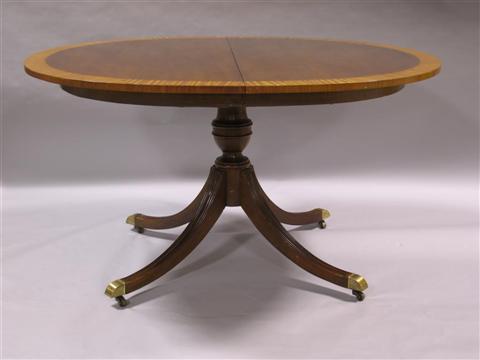 Appraisal: REGENCY STYLE INLAID MAHOGANY DINING TABLE The oval top with